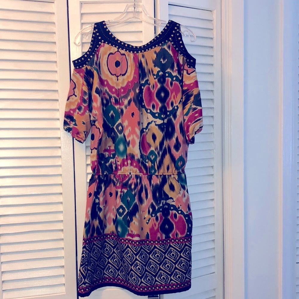 ANGIE Collection BOHO cold shoulder 37 in. in length dress, size M